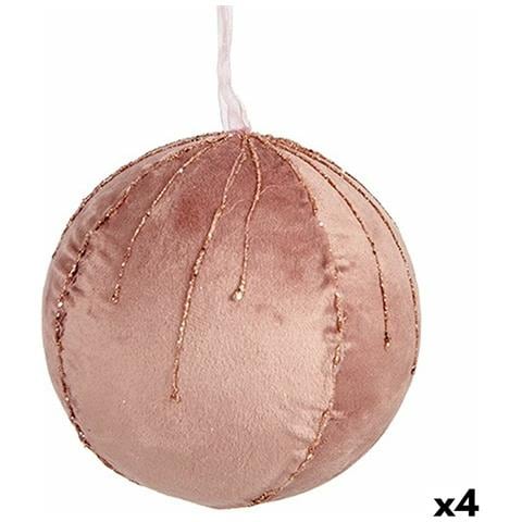 Set Di Palline Di Natale Poliestere Rosa 12 X 12 X 12 Cm (4 Unità) - Foto 1