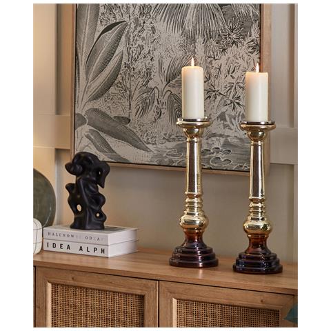 Set Di 2 Candelieri Vetro Oro E Multicolore 40 Cm Imarti - Foto 1