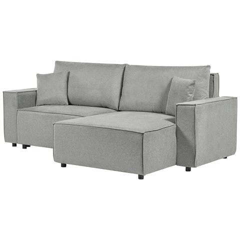 Divano Letto Angolare 3 Posti Karila Tessuto Grigio Con Contenitore Lato Sinistro - Foto 6