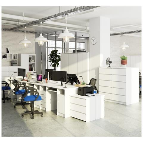 Scrivania ANA, 1 anta e 3 cassetti, 124x52x74 cm, Colore Bianco - Foto 7