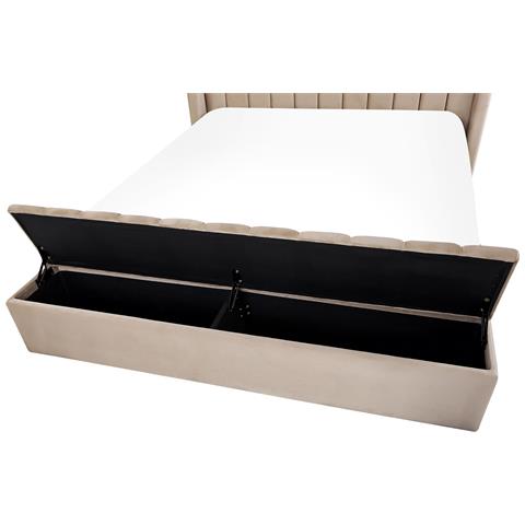 Letto Ad Acqua Con Panca Contenitore Velluto Noyers 160 X 200 Cm Beige - Foto 2