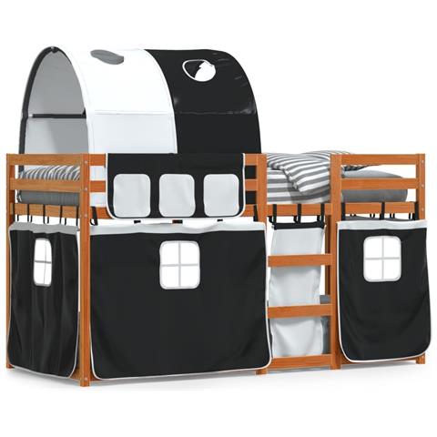 Letto A Castello Senza Materasso Bianco E Nero 80x200cm In Pino - Foto 2