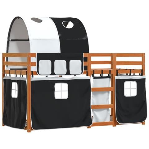 Letto A Castello Senza Materasso Bianco E Nero 80x200cm In Pino - Foto 3