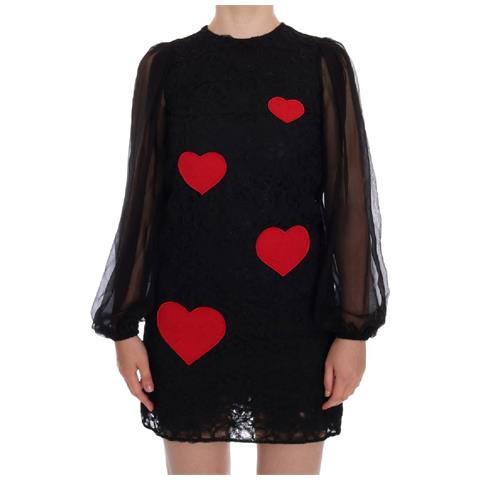 Abito A Trapezio A Cuore Rosso In Pizzo Nero - It36 - Xs - Foto 5