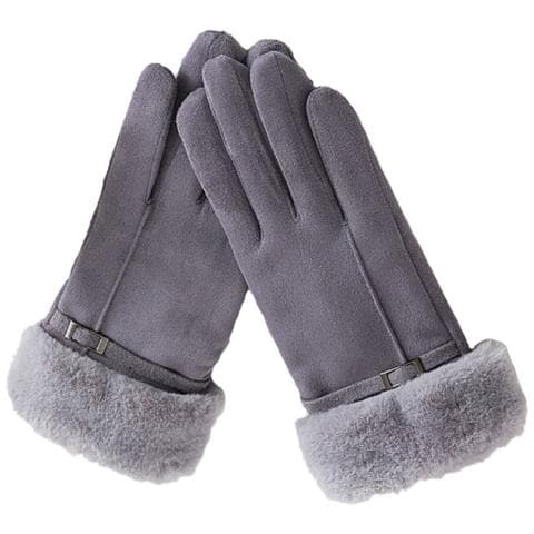 Guanti In Pelle Scamosciata Da Donna Touchscreen Calore Invernale Grey - Foto 1