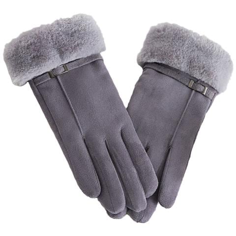Guanti In Pelle Scamosciata Da Donna Touchscreen Calore Invernale Grey - Foto 5