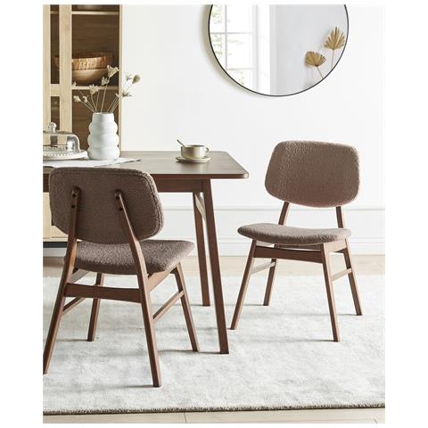 Set Di 2 Sedie Da Pranzo Ella Bouclé Tortora - Foto 1