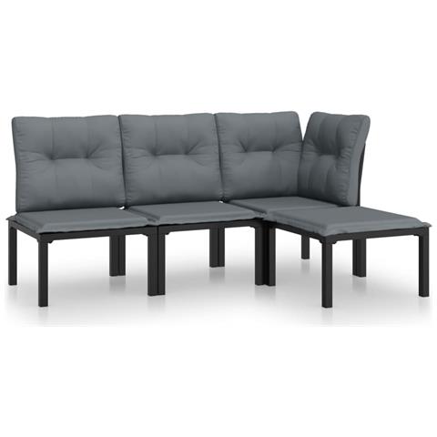 Set Salotto da Giardino 4 pz Nero e Grigio in Polyrattan - Foto 1