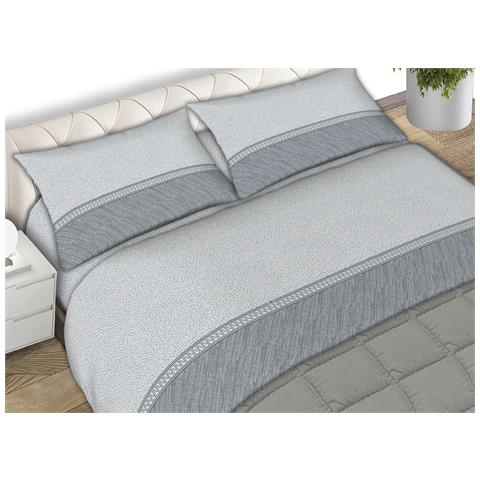 Completo Lenzuola Letto 100% Cotone Made Italy Disegno Borbon25 Cn Matrimoniale Grigio - Foto 1