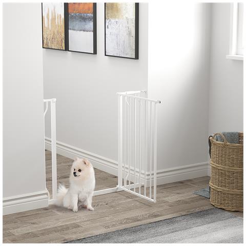 Cancelletto per Cani a Larghezza Regolabile con Doppio Blocco, in Acciaio e ABS, 76x75-95 cm, Bianco - Foto 6