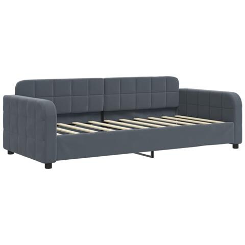 Divano Letto Con Materasso Grigio Scuro 90x190 Cm In Velluto - Foto 3