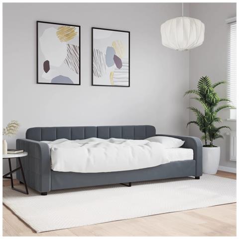 Divano Letto Con Materasso Grigio Scuro 90x190 Cm In Velluto - Foto 1