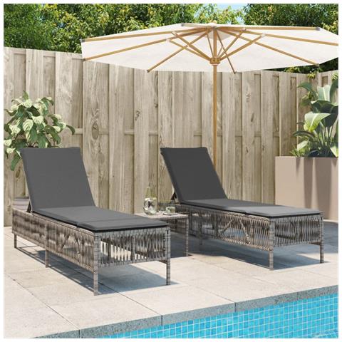 Lettini Prendisole 2 Pz Con Tavolino Grigio In Polyrattan - Foto 1