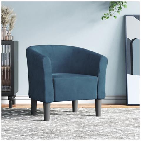 Poltrona Cabriolet Blu Scuro In Velluto - Foto 1