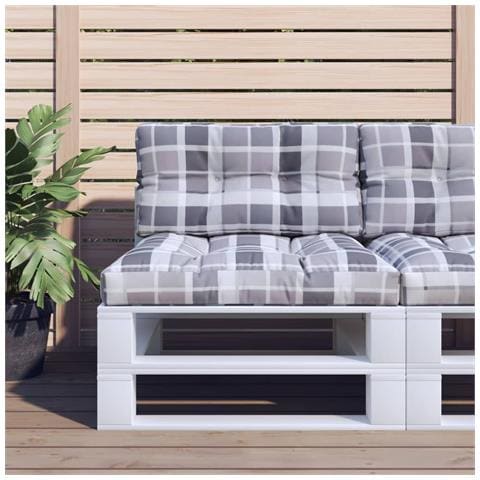 Cuscino Per Pallet A Quadri Grigi 70x40x12 Cm In Tessuto - Foto 1