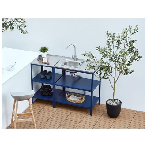 Isola Per Cucina Da Esterno In Acciaio Blu 50 X 50 X 92 Vilama - Foto 1