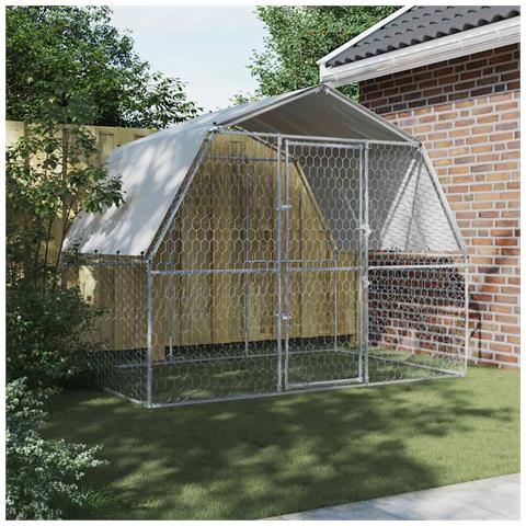 Box Per Cani Con Tetto E Anta Argento In Acciaio Zincato - Foto 2