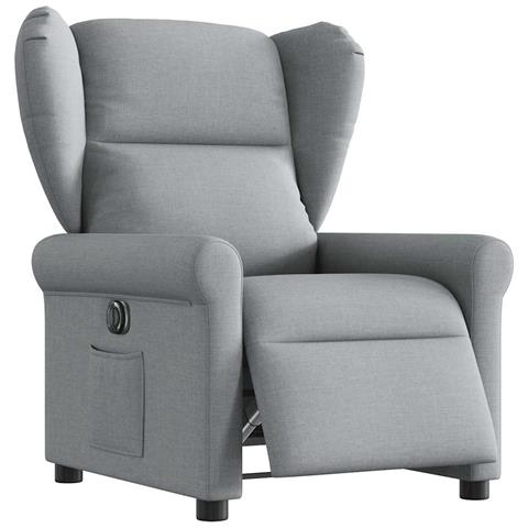 Poltrona Elettrica Reclinabile Grigio Chiaro in Tessuto - Foto 1