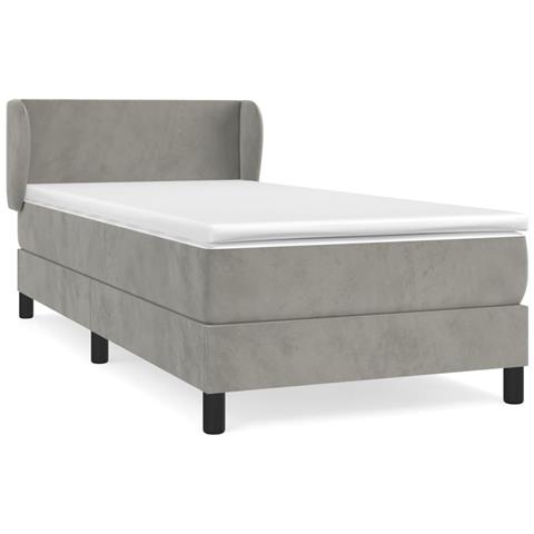 Giroletto a Molle con Materasso Grigio Chiaro 90x190 cm Velluto - Foto 1