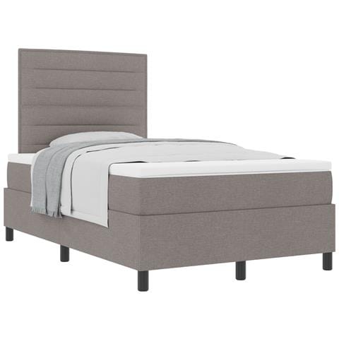 Letto Box Spring e Materasso Tortora 120x200 cm Tessuto - Foto 1