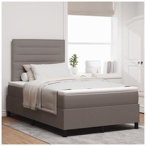 Letto Box Spring e Materasso Tortora 120x200 cm Tessuto - Foto 2