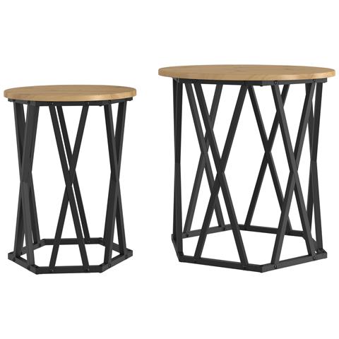 Set di 2 Tavolini in Legno Ingegnerizzato Rovere Artigianale di - Foto 1