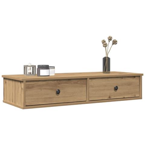 Scaffale a Parete con Cassetti Rovere 100x37,5x19 cm Truciolato - Foto 2