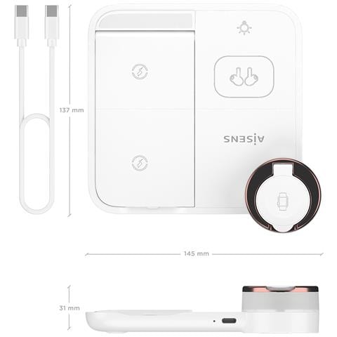 ASCH-15W4WC061-W Caricabatterie per dispositivi mobili Cuffie, Smartphone, Orologio intelligente Bianco USB Carica wireless Interno - Foto 8