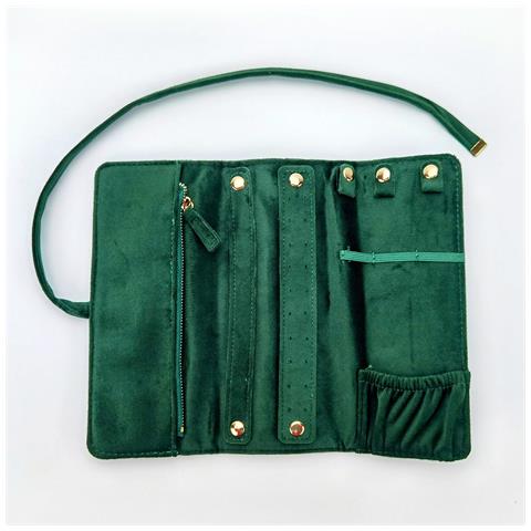 Portagioie Portatile In Velluto - Custodia Da Viaggio Per Donna Green - Foto 6