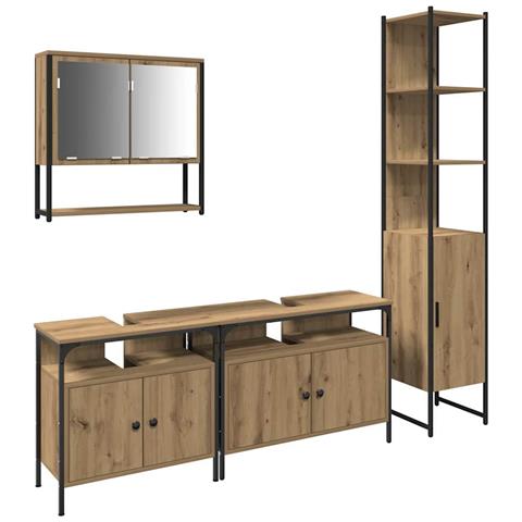 Set di mobili per il bagno con porta 4 pcs rovere artigianale - Foto 1