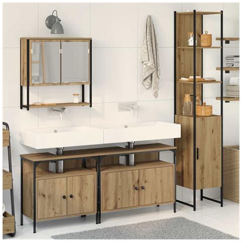 Set di mobili per il bagno con porta 4 pcs rovere artigianale - Foto 2