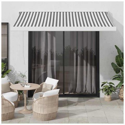 Tenda Retrattile Antracite e Bianca 3,5x2,5m Tessuto/Alluminio - Foto 1