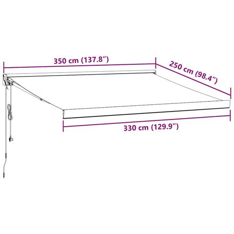Tenda Retrattile Antracite e Bianca 3,5x2,5m Tessuto/Alluminio - Foto 9
