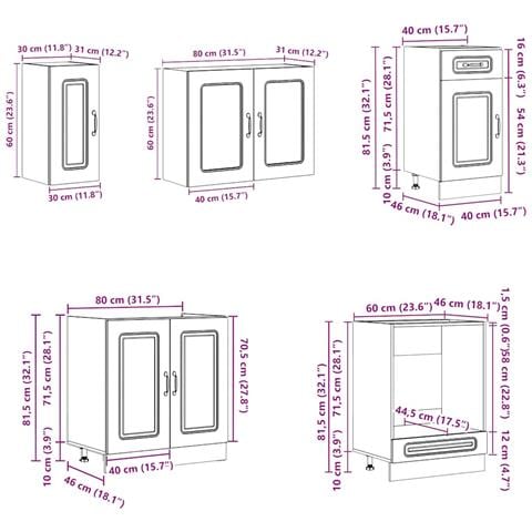 Set Mobili da Cucina 8 pz Kalmar Legno Vecchio in Truciolato - Foto 9