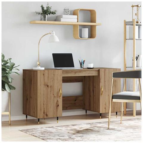 Scrivania rovere artigianale 140 x 50 x 75 cm Legno multistrato - Foto 2