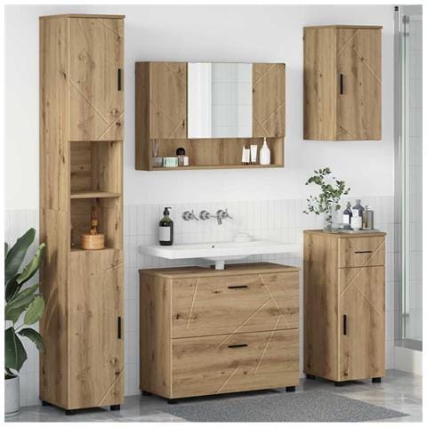 Set di mobili per il bagno con porta 5 pcs rovere artigianale - Foto 2