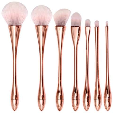 Set Di Pennelli Trucco Oro Rosa E Bianco - 10 Pezzi Con Pochette Rosa - Foto 1