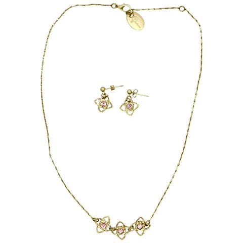 Set Mismy: Girocollo E Orecchini In Cristallo Oro E Rosa. - Foto 2