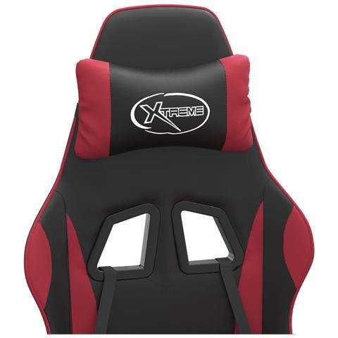 Sedia Gaming Girevole Poggiapiedi Nero e Rosso Vino Similpelle - Foto 9
