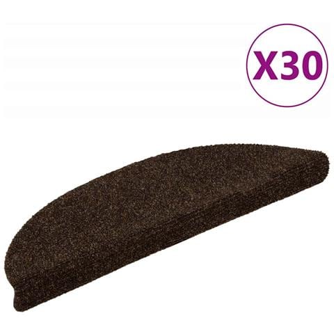 Tappetini per scale autoadesivi 30 pz 56x17x3 cm marrone semicircolari - Foto 1