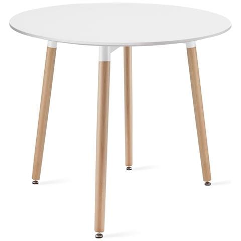 Tavolo da pranzo Ø80 cm, bianco /naturale - Foto 4