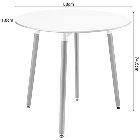 Tavolo da pranzo Ø80 cm, bianco /naturale - Foto 1