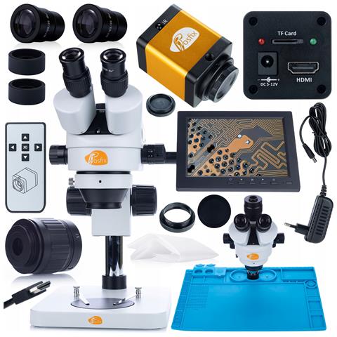Set Microscopio Professionale Mercury Pro Con Telecamera, Tappetino In Silicone, Supporto E Display 8"" - Testa Trinoculare, Zoom 7x-45x, Ottica Avanzata - Foto 1
