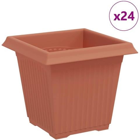 Vaso quadrato per fiori 24 pcs Rosso Mattone 16 x 16 x 14 cm - Foto 1