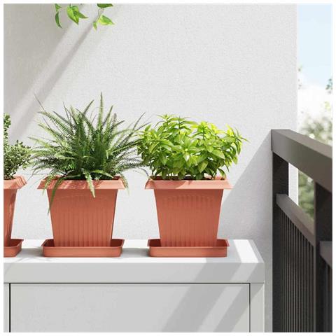 Vaso quadrato per fiori 24 pcs Rosso Mattone 16 x 16 x 14 cm - Foto 2