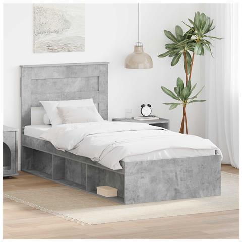 Struttura del letto Calcestruzzo 90 x 200 cm Pino massello - Foto 2