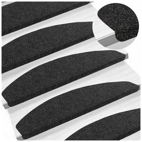 Tappetini per scale autoadesivi 15 pcs Nero 80 x 28 x 3,5 cm - Foto 2