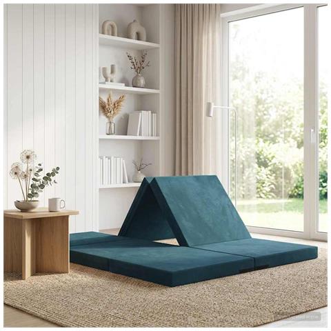 Divano Letto Pieghevole 140 x 67 x 45 cm Blu - Foto 2