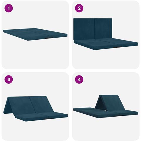 Divano Letto Pieghevole 140 x 67 x 45 cm Blu - Foto 9
