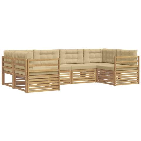 Set di divani da esterno 6 pcs Bianco e Beige Poliestere - Foto 1